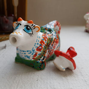 Funny cow - small hand-painted ceramic milk jug, handicraft