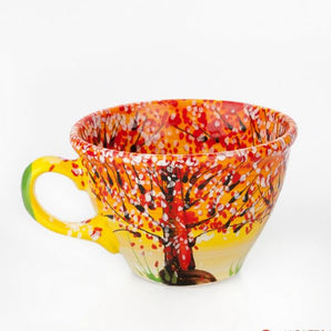 Ceramic teacup -Nature in Autumn-hand painted