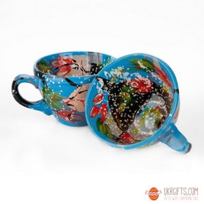 Exclusive cup 0.5 L with floral pattern - Ukrainian ceramics