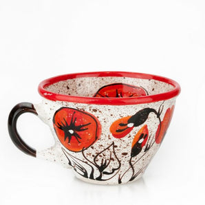 Hand-painted ceramic coffee cup "Poppy in the snow"