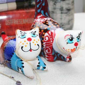 A nice couple - tomcat and cat decoration - ceramic figures - funny cats - gift