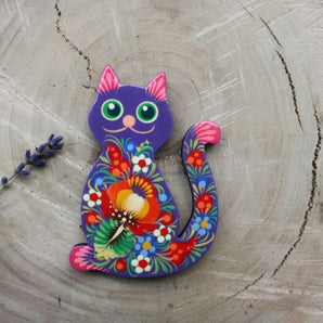 Unique refrigerator magnet Cat, creative gift for cat lovers, made of wood