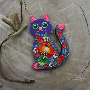 Animal fridge magnet "Cat", small gift, hand painted