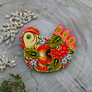 Hand painted wooden Chicken fridge magnet