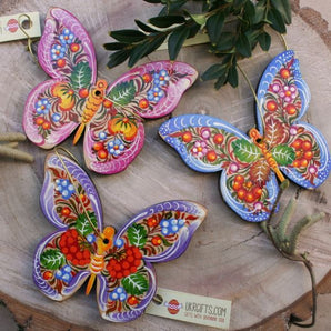 Pretty butterflies- Easter tree decor set of wood - hand painted