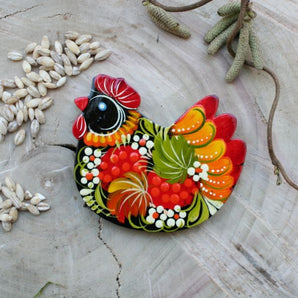 Chicken fridge magnet - hand painted on wood