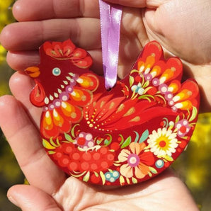 Handpainted easter Chicken ornament