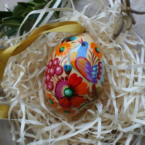 Wooden Easter egg with hand-painted bird