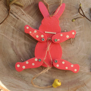 Easter bunny - wooden jumping jack toy, wall decoration for children room, handmade