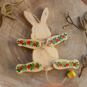 Hampelmann - Osterhase, bewegiches Spielzueg aus Holz, Kunsthandwerk