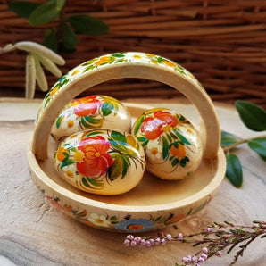 Small Easter basket - hand painted wooden decoration - ukrainian art