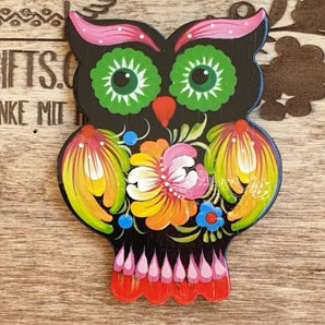 Decorative fridge magnet "Owl", small handmade gift for owl lovers