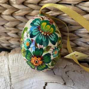 Colorfully painted wooden Easter egg for hanging