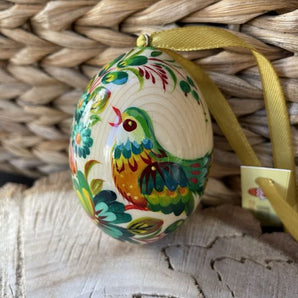 Colorfully painted wooden Easter egg for hanging