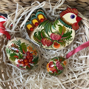 High quality Easter ornaments set made of wood - Chicken, Easter eggs