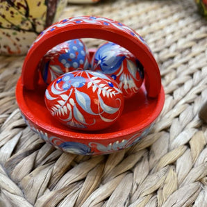 Creative Easter basket - hand painted wooden decoration - ukrainian art