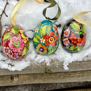 Unique Easter eggs -hanging egg decorations set, painted Pysanka