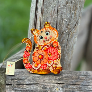 Ginger Cat Christmas Ornament Handcrafted