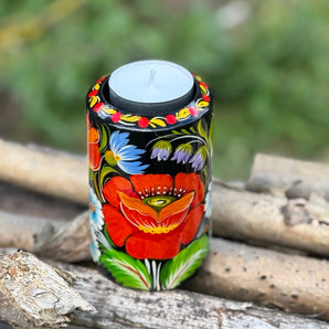 Bougeoir en bois avec le coq peint à la main - belle idée cadeau