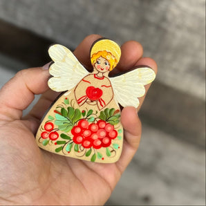 Engel mit Blumenornament- handmade Kühlschrankmagnet