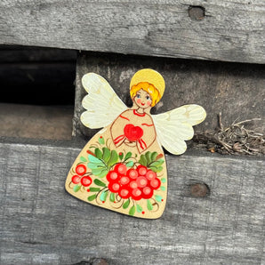 Engel mit Blumenornament- handmade Kühlschrankmagnet
