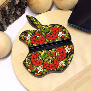 Apple cell phone and tablet holder, handmade, beautiful decoration for the desk