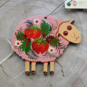 Funny sheep decor, hand painted - Ukrainian painting