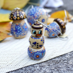 Small Christmas tree ornaments set – 4 hand-painted wooden figures