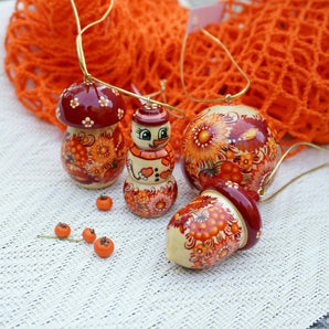 Christmas ornaments Mini set – 4 handcrafted wooden figures