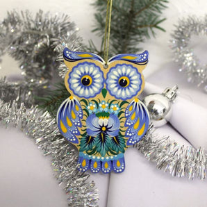 Owl Christmas ornament, gift idea for owl lovers, Ukrainian art