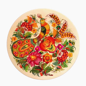 Wall plate deco "Bird", ukrainian Petrykivka style