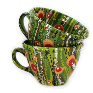 Ceramic cup 0.5 L with abstract painting - original ceramics from Ukraine