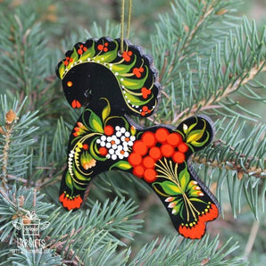 Christmas tree decoration horse made of wood ukrainian hand painted