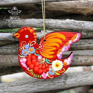 Red bird Christmas ornament hand painted