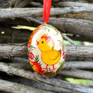 Wooden Easter egg with butterfly, Ukrainian Pysanka