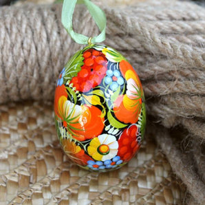 Wooden Easter egg pysanka Petrykivka painting