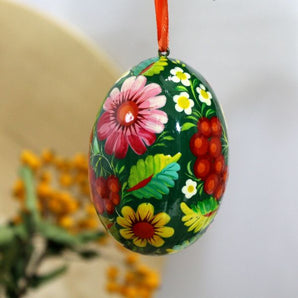 Wooden Easter egg, painted in ukrainian style