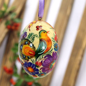 Pysanka with the bird - Ukrainian Easter eggs to hang, homemade