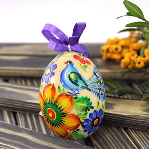 Tenderly painted ukrainian eggs wooden Easter decorations