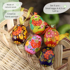 Mini eggs - wooden painted Easter tree decoration