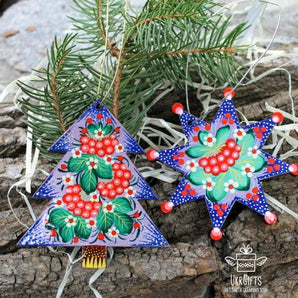 Handcrafted Ukrainian Christmas tree ornaments star and Christmas tree decoration