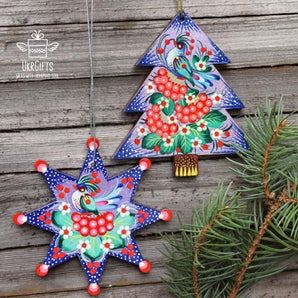Handcrafted Ukrainian Christmas tree ornaments star and Christmas tree decoration