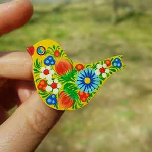 Wooden pin Bird, hand painted decoration