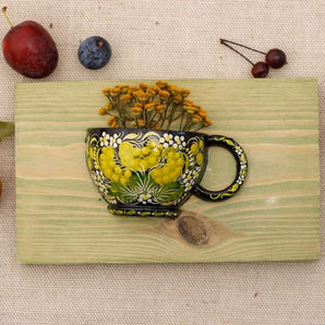 Unique wooden wall decor, small cup for dry flowers