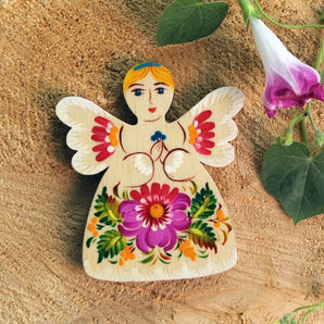 Beautiful wooden angel fridge magnet