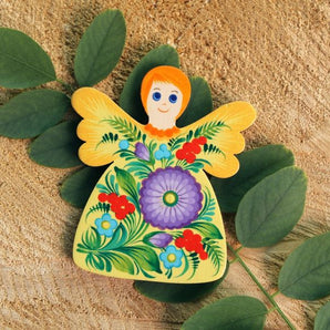 Beautiful angel fridge magnet made of wood