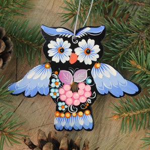 Beautiful owl - special Christmas decorations made of wood, hand painted