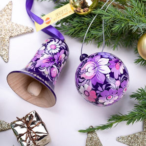 Special Christmas decoration set, Christmas tree ball and bell, purple