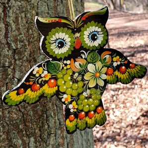 Ukrainian ethnic christmas ornament Owl, gift idea for owl lovers, ukrainian art