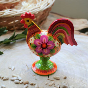 Rooster wooden Ester decoration- Ukrainian Petrykivka painting